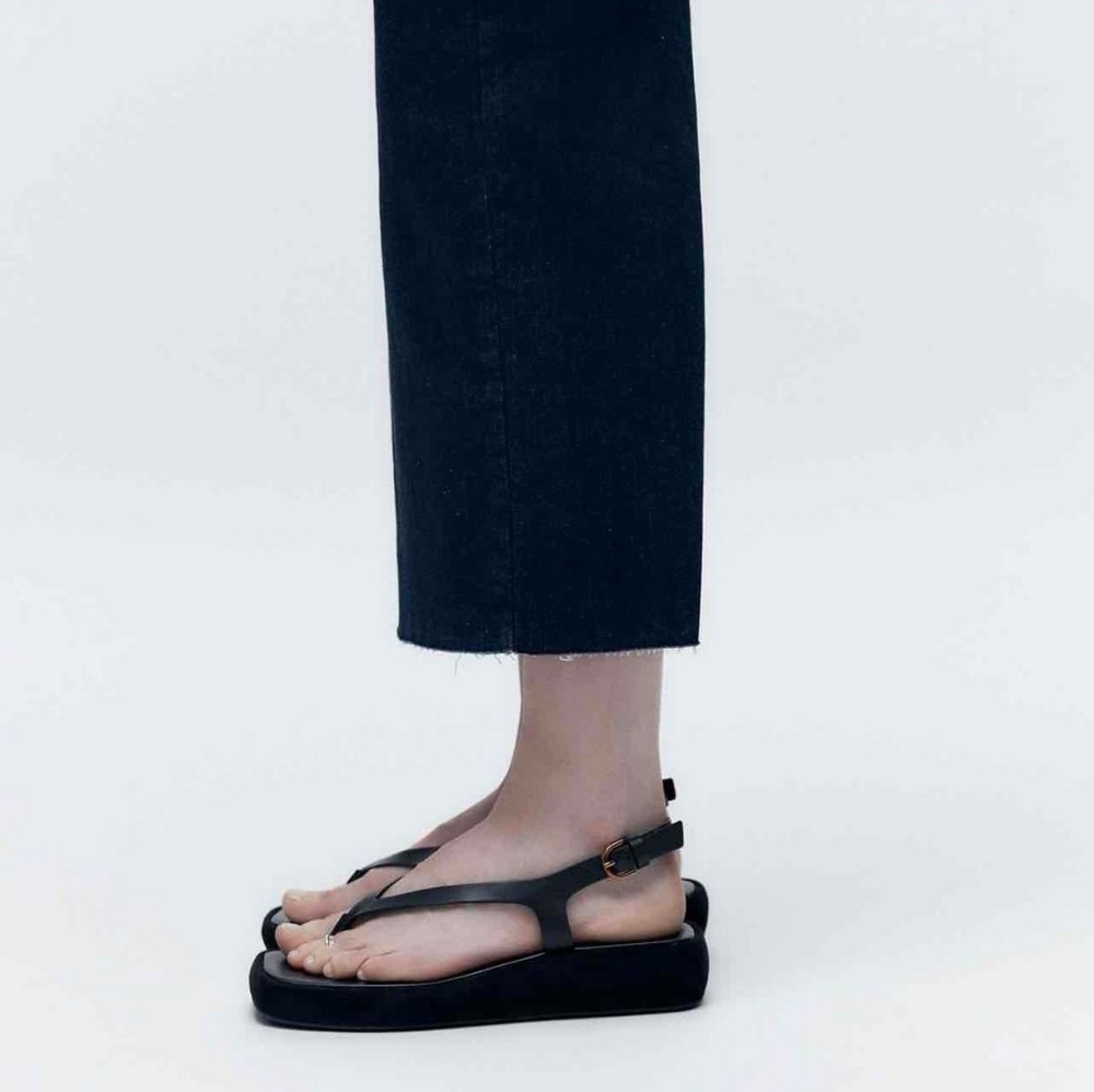 Zara Black Leather Sandals